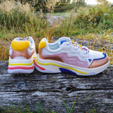 Onset, White Pink Yellow Blue Retro Sneakers, 36