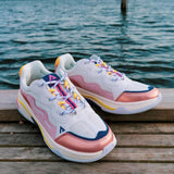 Onset, White Pink Yellow Blue Retro Sneakers, 36