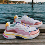 Onset, White Pink Yellow Blue Retro Sneakers, 36