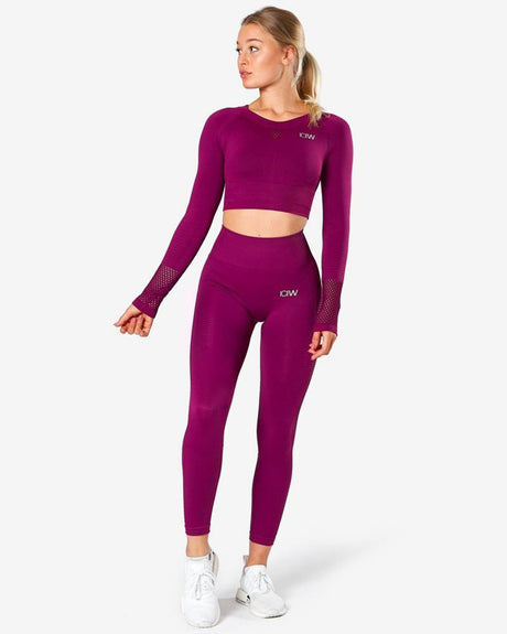 Dynamic Seamless Long Sleeve Crop Top Mulberry - XS