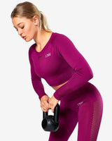 Dynamic Seamless Long Sleeve Crop Top Mulberry - XS