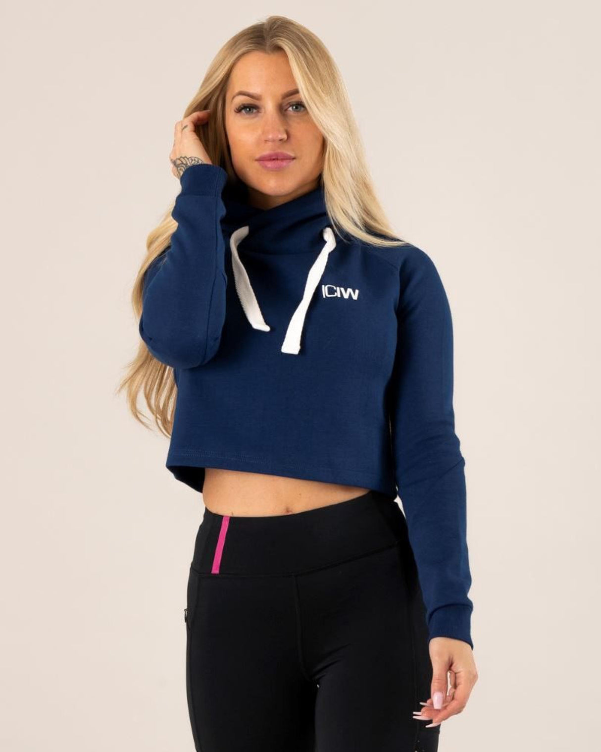 Crop Top Hoodie Navy WM