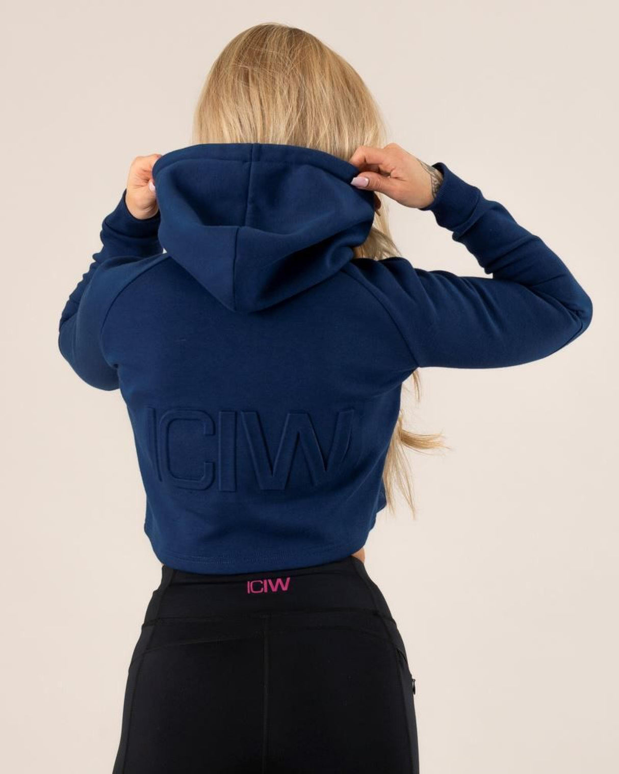 Crop Top Hoodie Navy WM